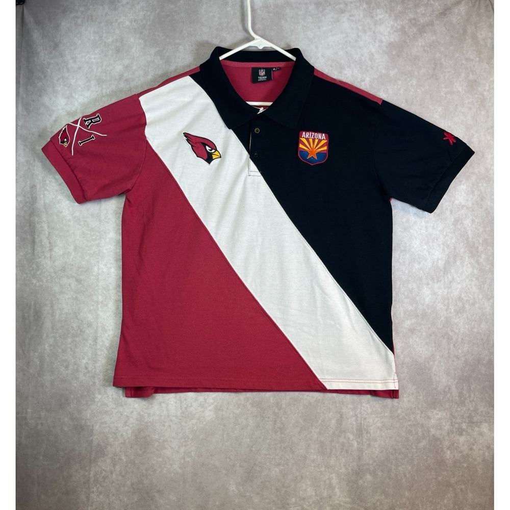 Arizona Cardinals Polo Shirt Mens XL Red Striped Embroidered NFL Football Retro